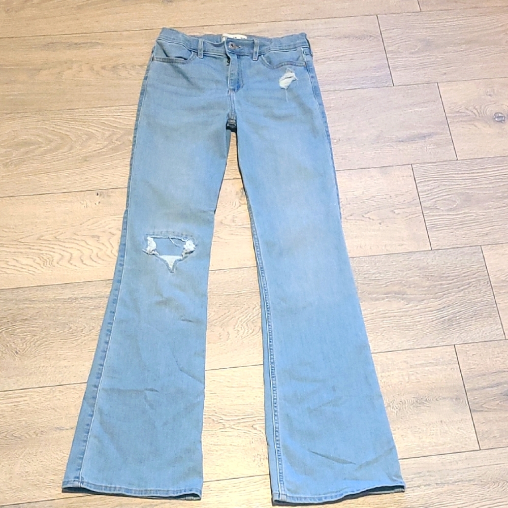Abercrombie Kids High Rise Blue Flare Wide Leg Jeans